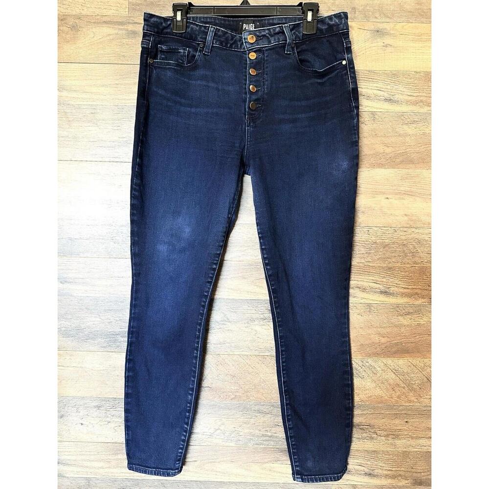 Paige Jeans Dark Blue Wash Hoxton Ankle Skinny Stretch Women’s 32 Waist (US 12)